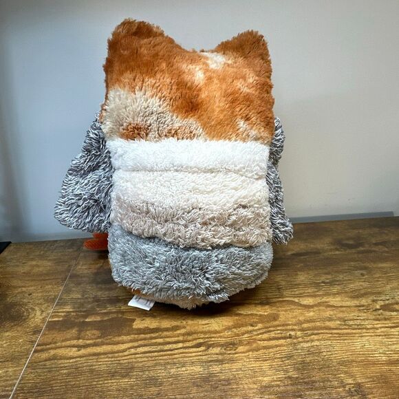 Pier 1 One Imports Sophie Owl Bird Decorative Pillow Fall Tweed Plush FLAWS - Picture 7 of 11